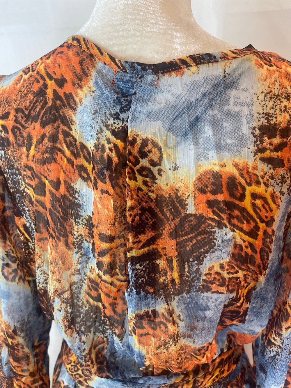Wrap Maxi Dress in Orange and Blue Animal Print - Picture 8 of 14